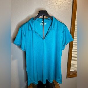 Paul & Shark Women's Blue V-Neck Short Sleeve Top